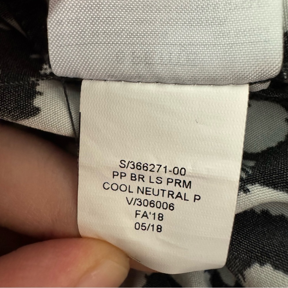 Banana Republic Button Up A Line Dress Long Sleeve White Black Pattern Petite - Picture 10 of 10